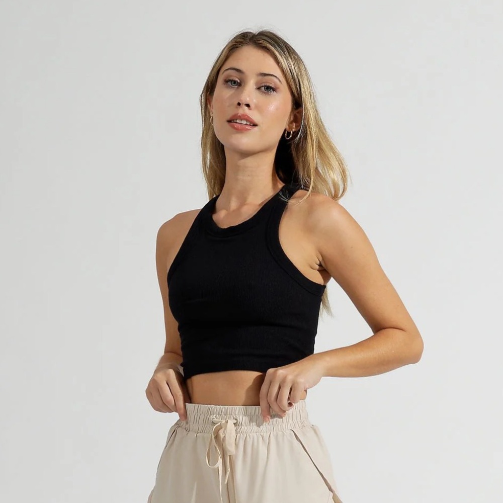 NWT Buffbunny Black Onyx Ribbed Crop Top